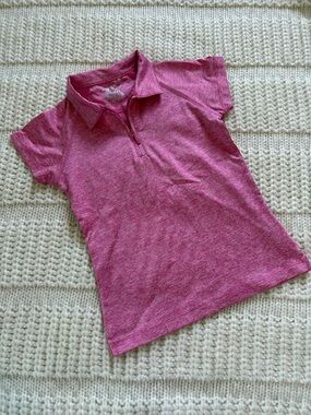 Garb Girls' Short Sleeve Golf Polo in Heathered Pink